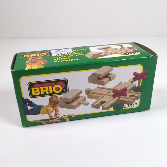 Brio Other - Vtg 90s Brio Train Crossing Tracks Wood Railway Set #33349 Thomas New Box